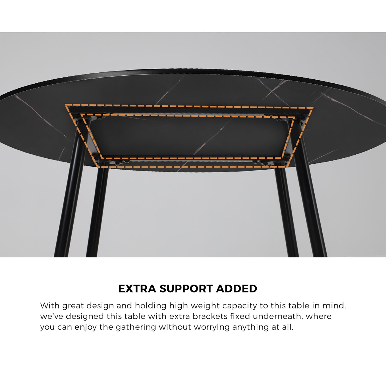 Oikiture 110cm Round Dining Table with 4PCS Dining Chairs PU Leather Black - Sunyee