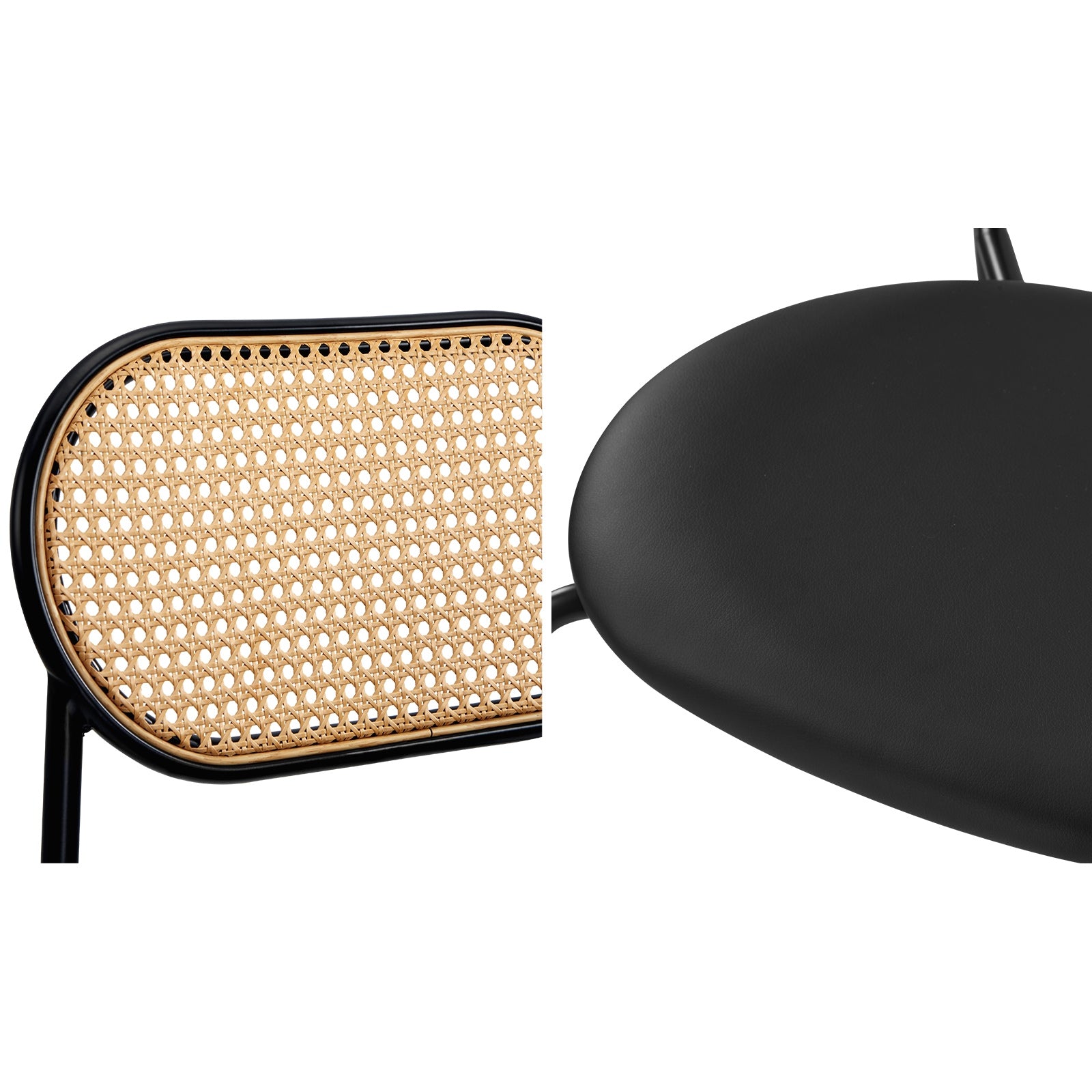 Oikiture 110cm Round Dining Table with 4PCS Dining Chairs PU Leather Black - Sunyee