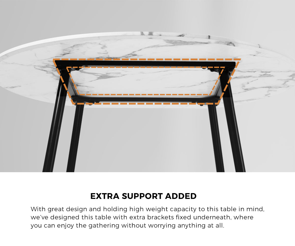 Oikiture 110cm Round Dining Table with 4PCS Dining Chairs White Sherpa - Sunyee