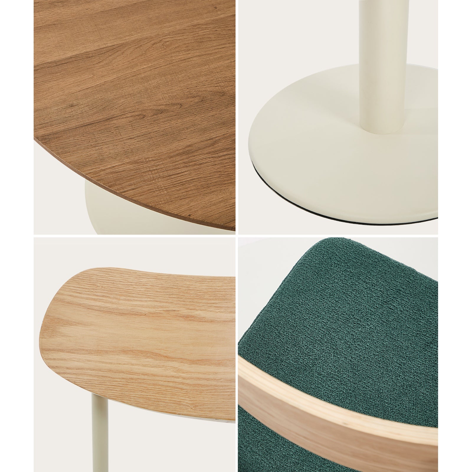 Oikiture Dining Table Set 100cm Round Dining Table and Chairs Green