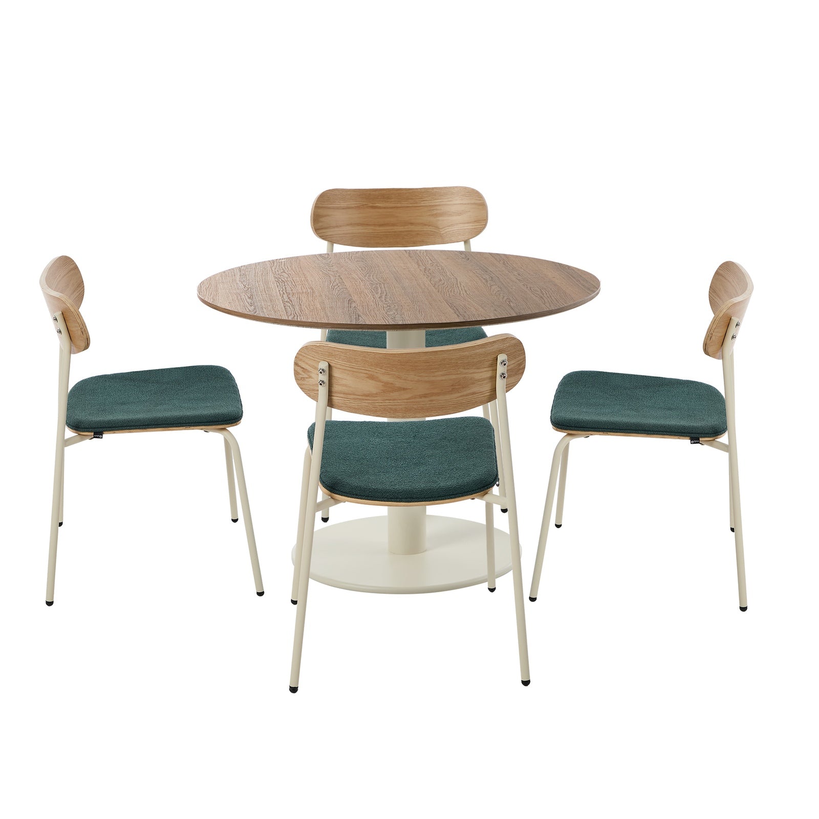 Oikiture Dining Table Set 100cm Round Dining Table and Chairs Green