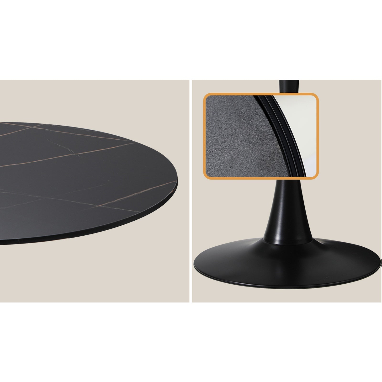 Oikiture 90cm Round Dining Table with 4x Dining Chairs Boucle Black&White - Sunyee