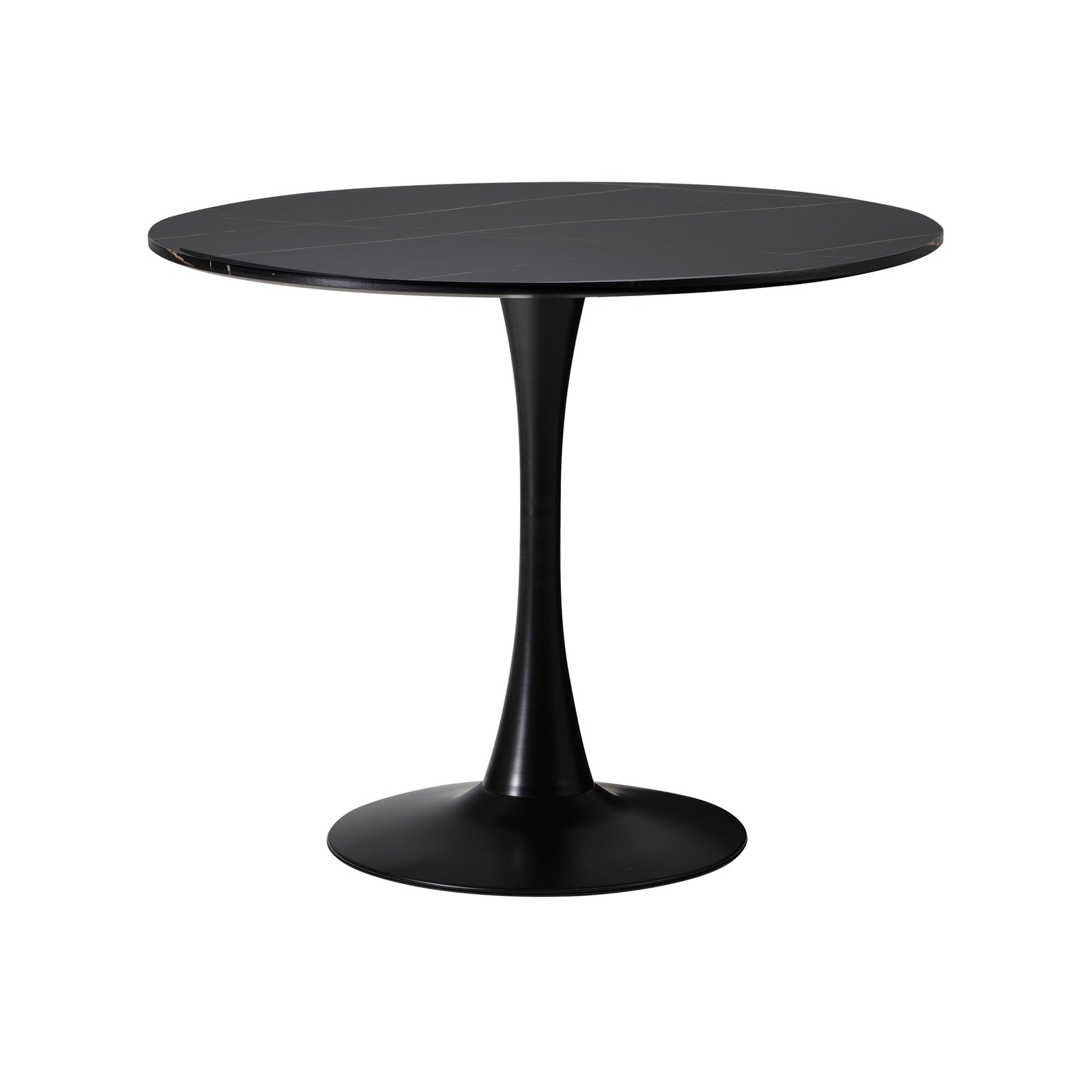 Oikiture 90cm Round Dining Table with 4x Dining Chairs Boucle Black&White - Sunyee