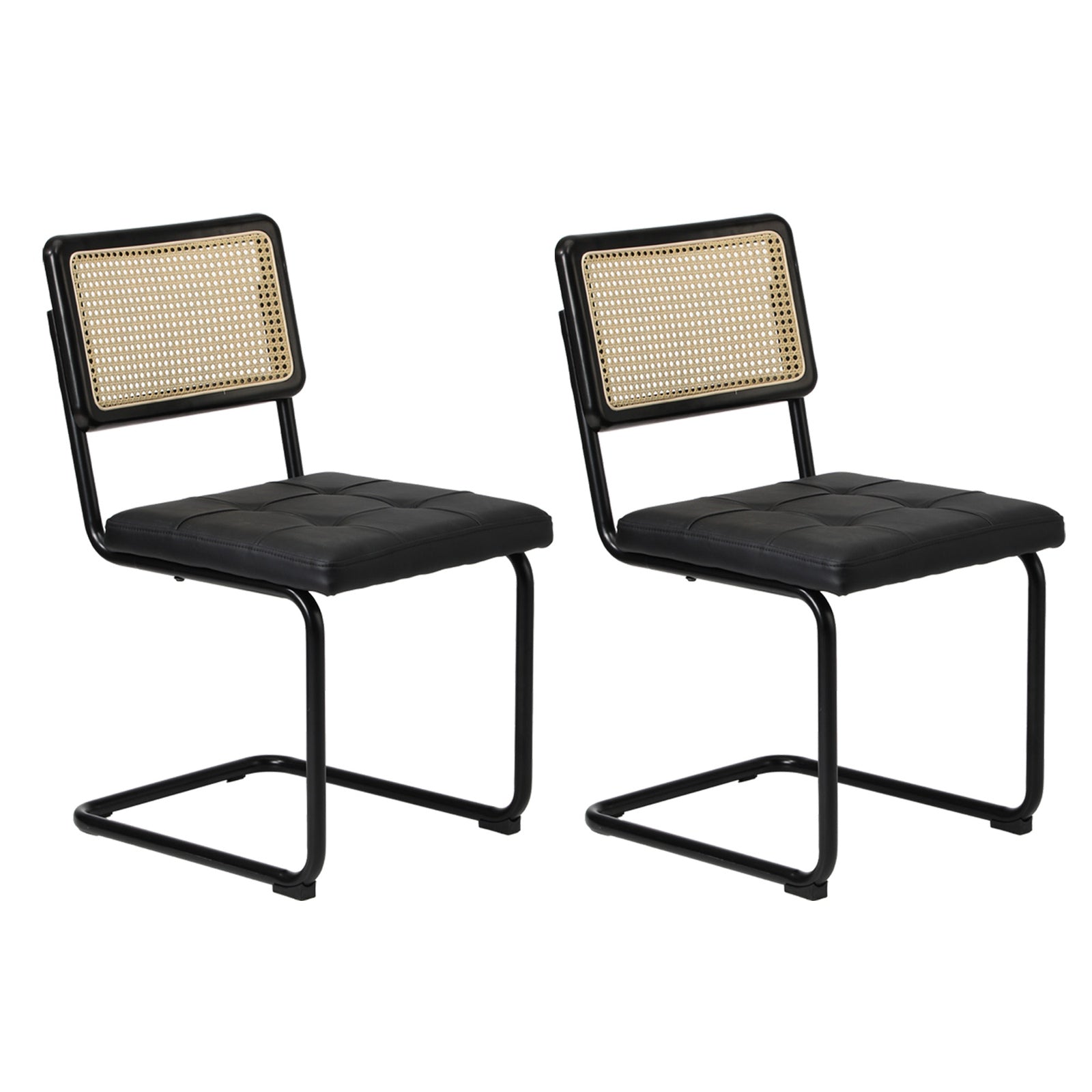 Oikiture 60cm Round Dining Table with 2PCS Dining Chairs PU Leather Black - Sunyee