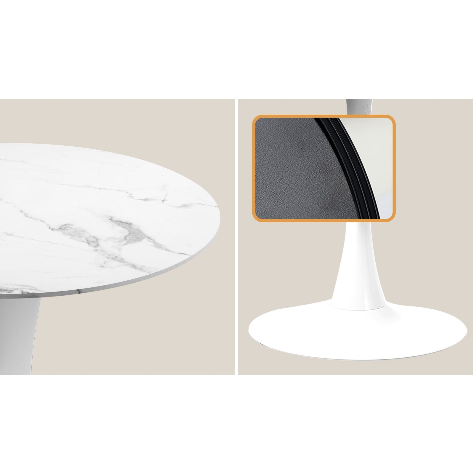 Oikiture 60cm Round Dining Table with 2PCS Dining Chairs Velvet White&Green - Sunyee