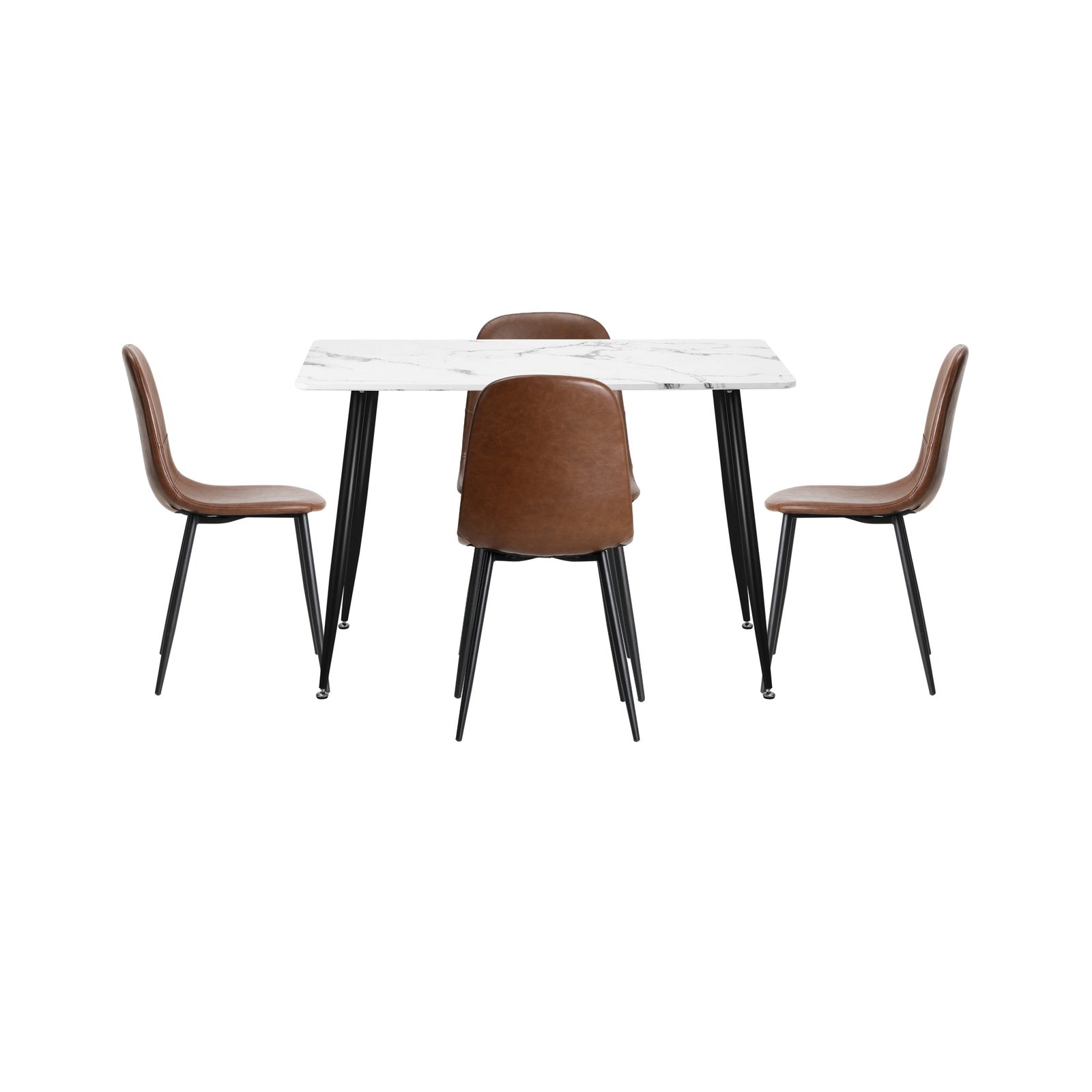 Oikiture 120cm Rectangle Dining Table with 4PCS Dining Chairs PU Brown - Sunyee