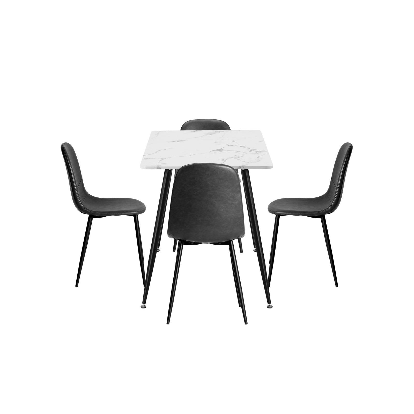 Oikiture 120cm Rectangle Dining Table with 4PCS Dining Chairs PU Grey - Sunyee