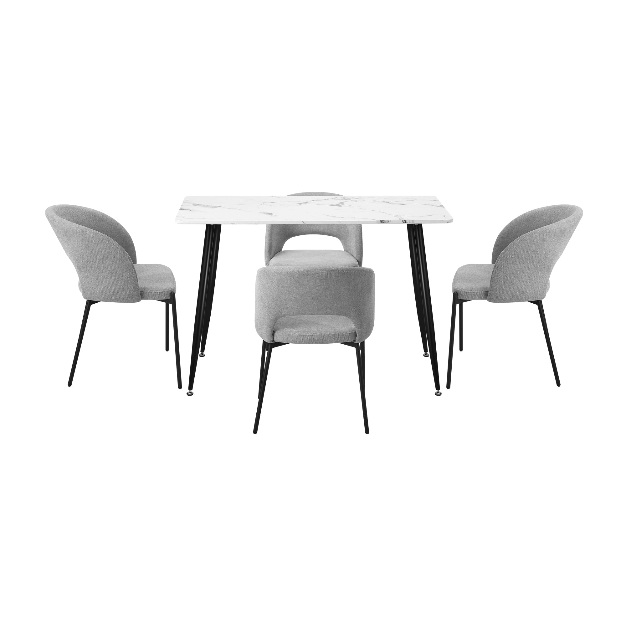 Oikiture 120cm Rectangle Dining Table with 4PCS Dining Chairs Fabric Grey - Sunyee