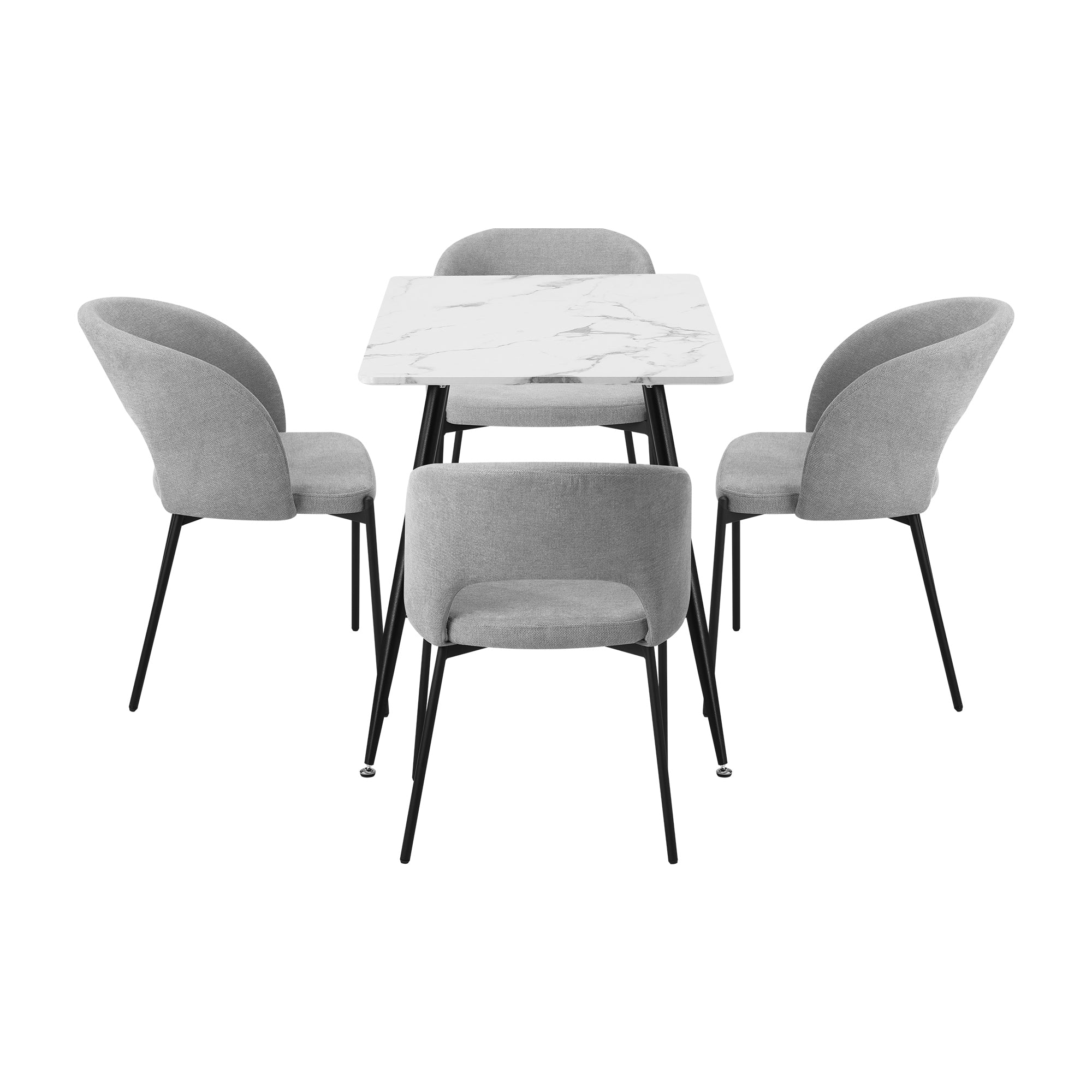 Oikiture 120cm Rectangle Dining Table with 4PCS Dining Chairs Fabric Grey - Sunyee