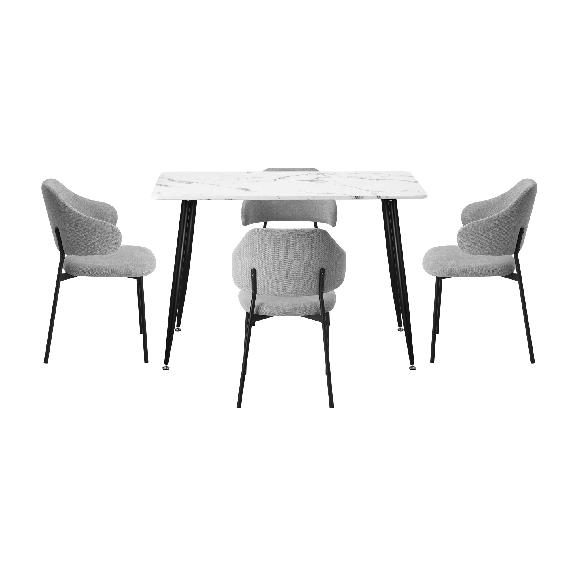 Oikiture 120cm Rectangle Dining Table with 4PCS Dining Chairs Fabric Grey - Sunyee