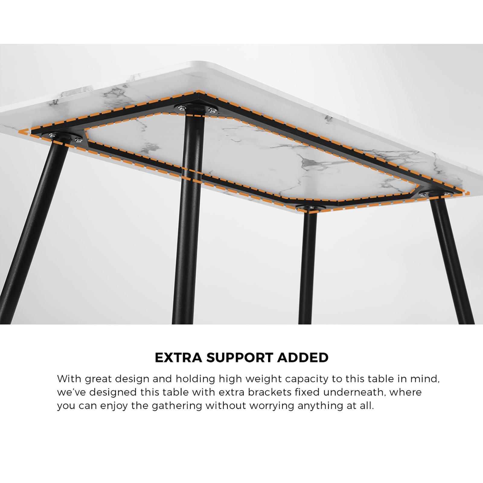 Oikiture 120cm Rectangle Dining Table with 4PCS Dining Chairs Fabric Grey - Sunyee