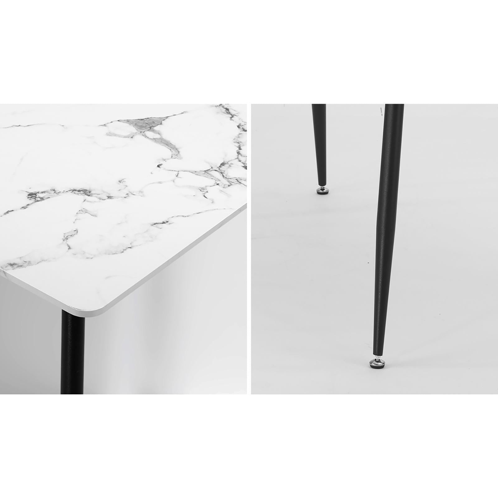 Oikiture 120cm Rectangle Dining Table with 6PCS Dining Chairs Fabric Grey - Sunyee