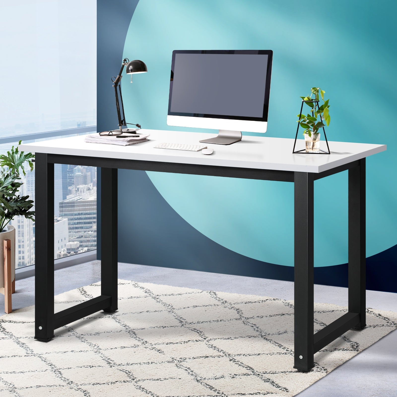 Oikiture Computer Desk Study Office Table Workstation Student PC Laptop Desks - Sunyee