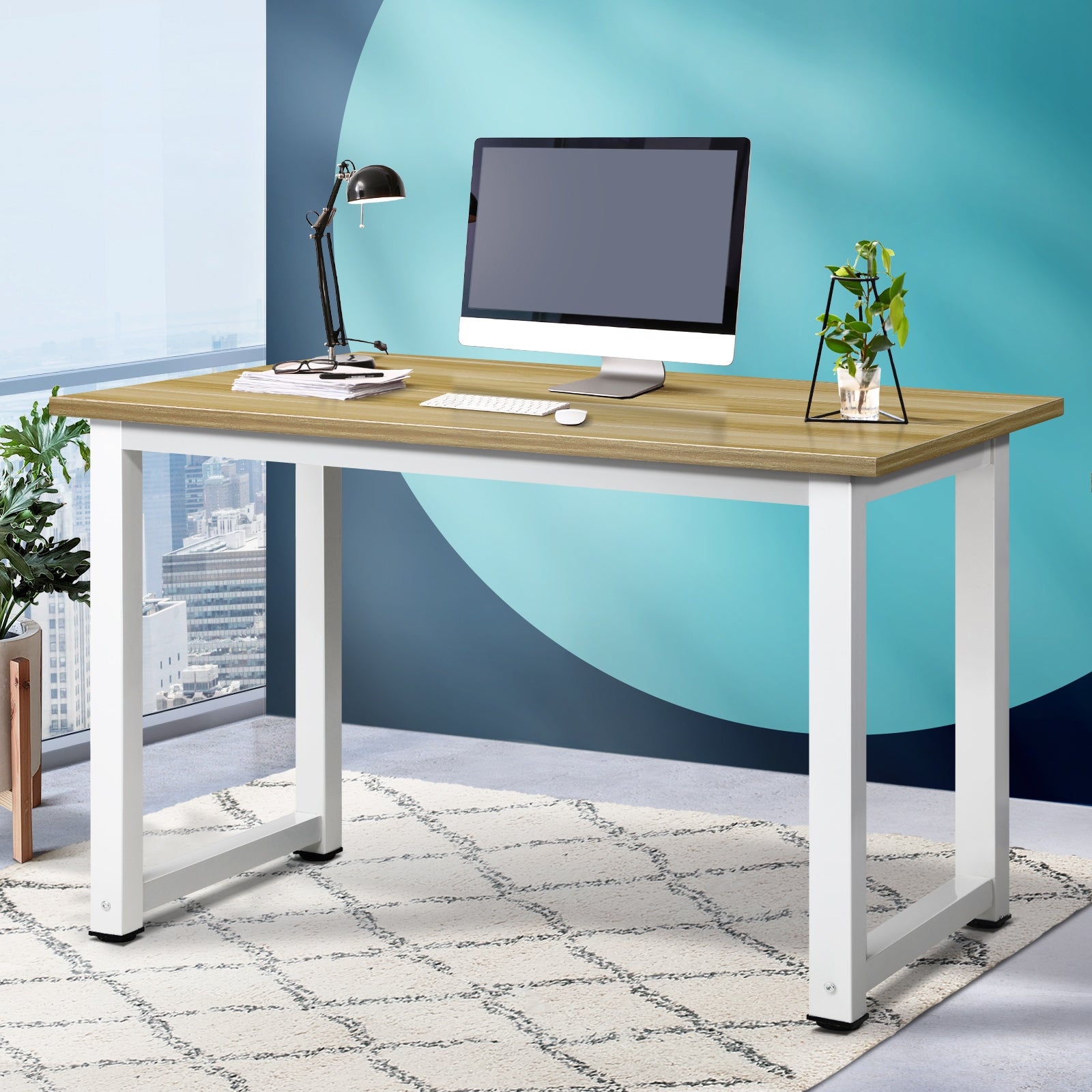 Oikiture Computer Desk Office Table Workstation Study Student PC Laptop Desks - Sunyee