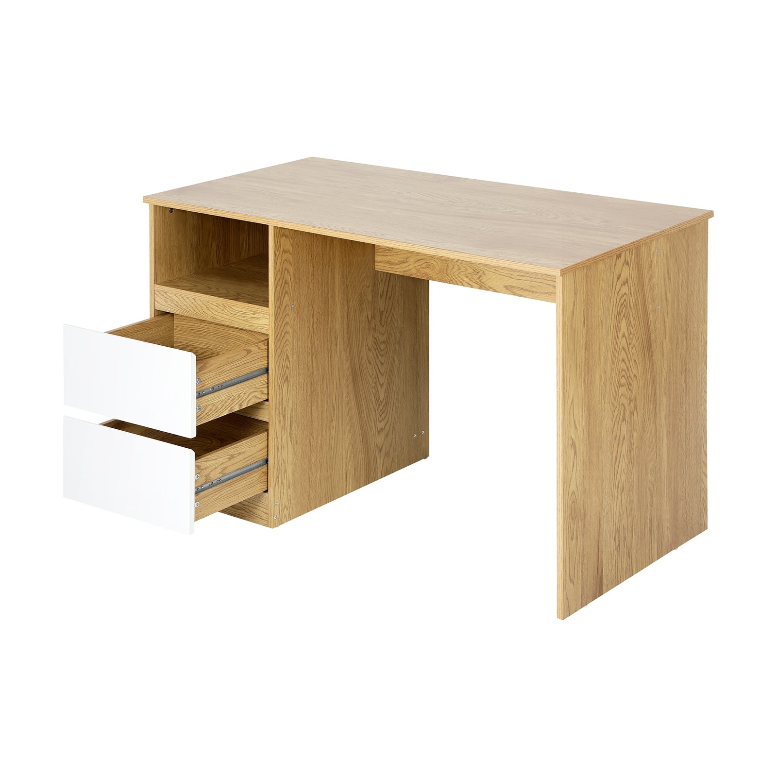Oikiture Computer Desk Drawers Storage Laptop Table Student Study Office Desks - Sunyee