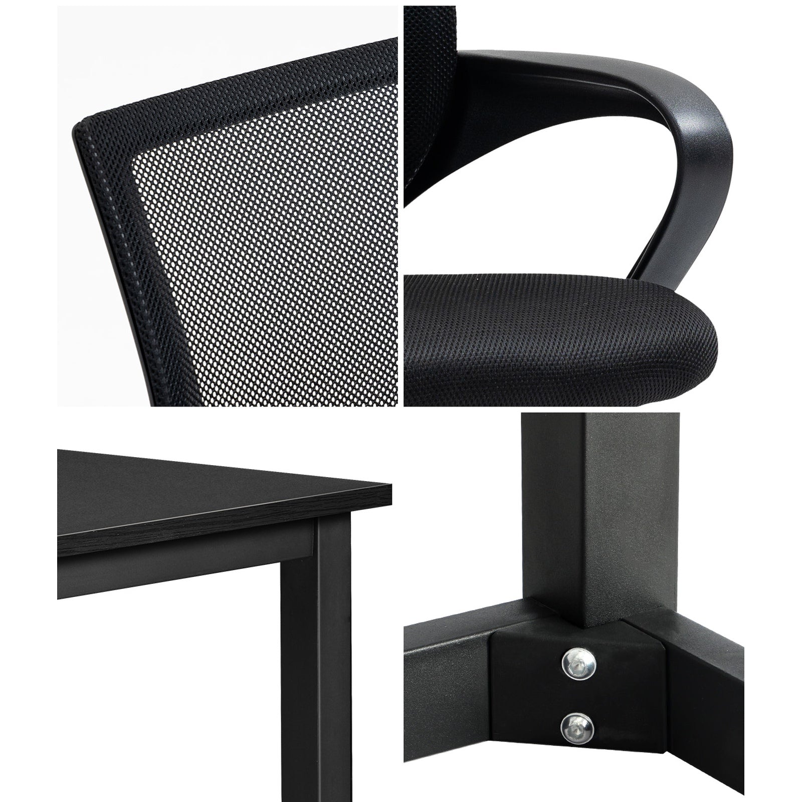 Oikiture Home Office Desk and Chair Set Black Computer Desk Mesh Office Chair - Sunyee