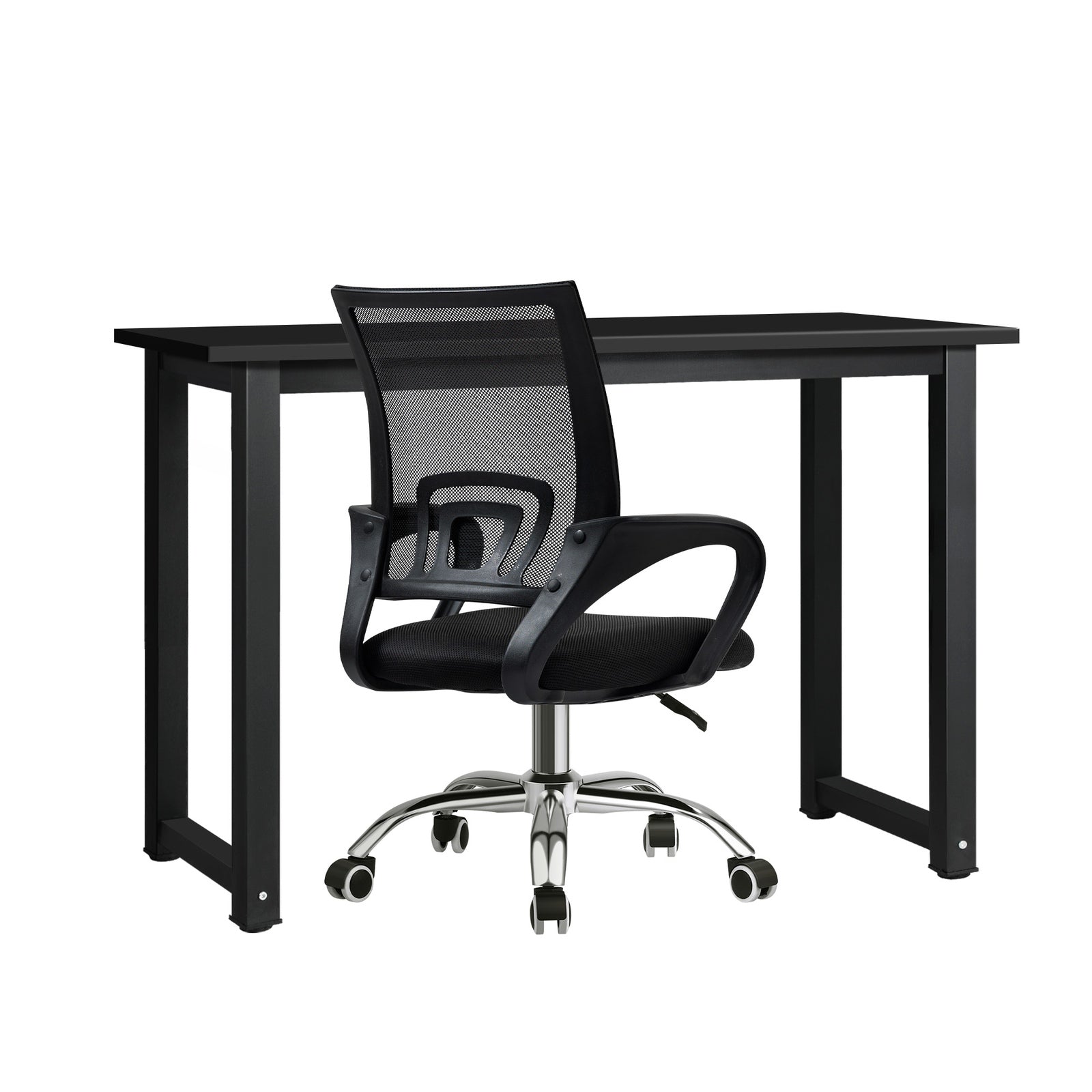 Oikiture Home Office Desk and Chair Set Black Computer Desk Mesh Office Chair - Sunyee
