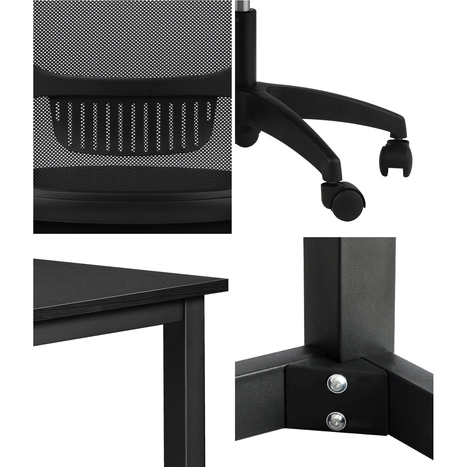 Oikiture Home Office Desk and Chair Set Computer Desk Mesh Office Chair Black - Sunyee