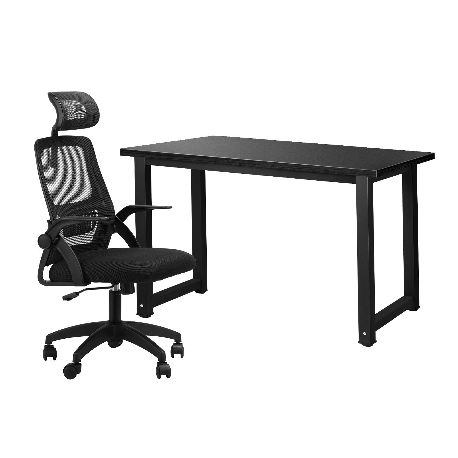 Oikiture Home Office Desk and Chair Set Computer Desk Mesh Office Chair Black - Sunyee