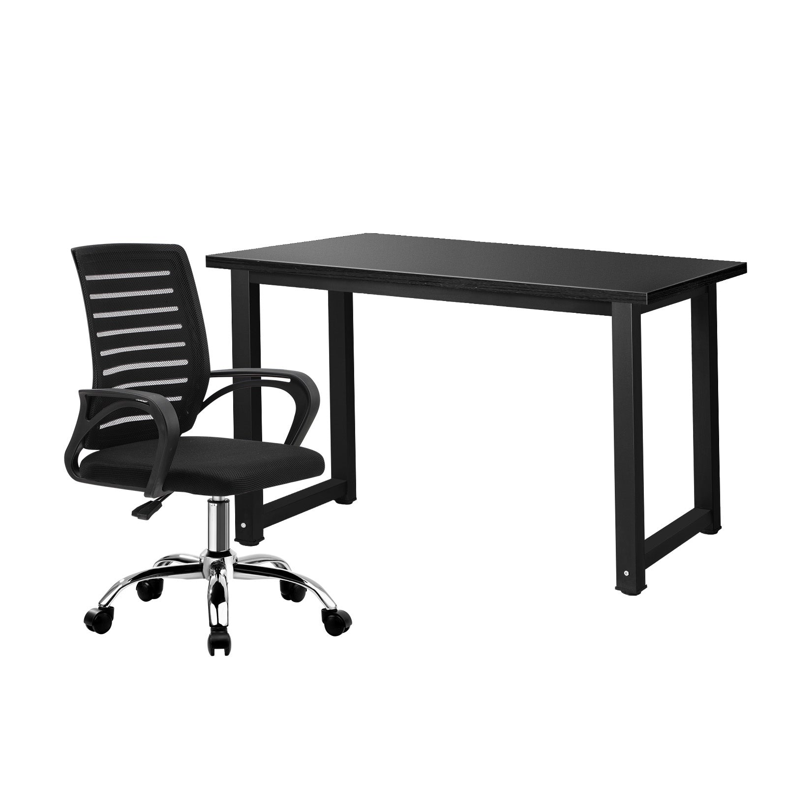 Oikiture Home Office Desk and Chair Set Black Study Work Table Mesh Office Chair - Sunyee