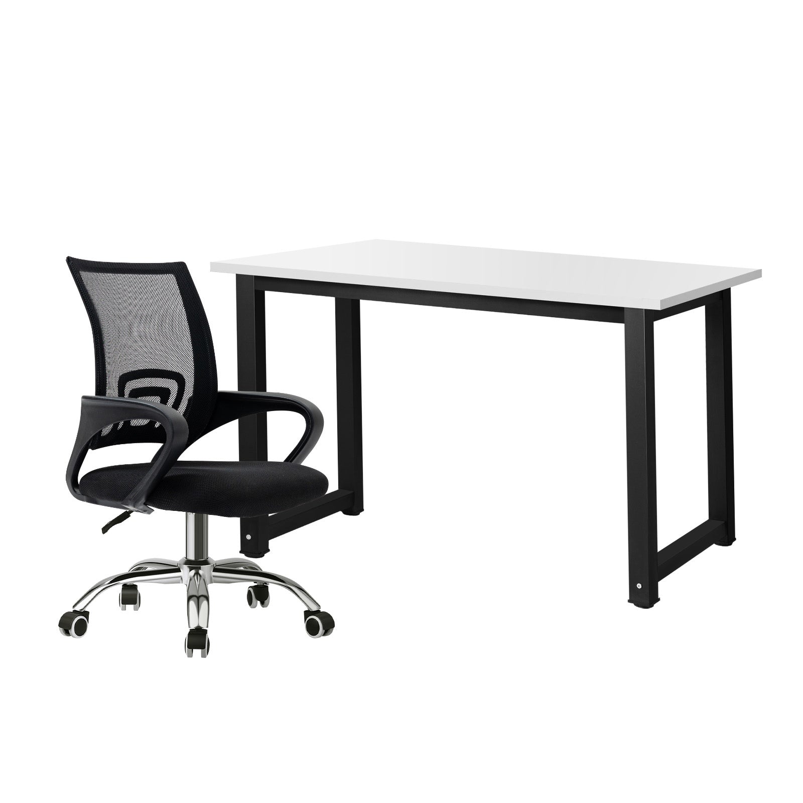 Oikiture Home Office Desk and Chair Set BK&WH Computer Desk Mesh Office Chair - Sunyee