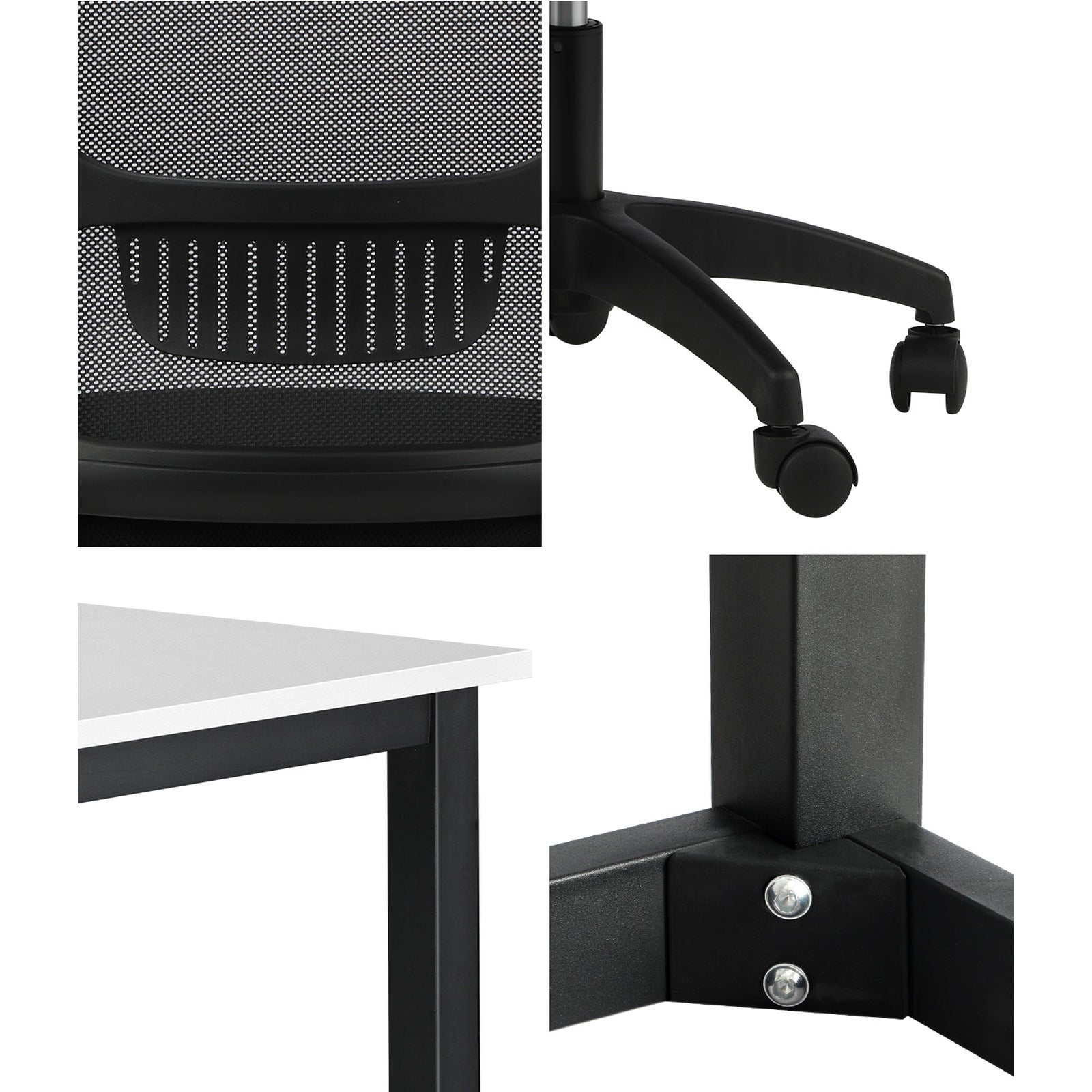 Oikiture Home Office Desk and Chair Set Computer Desk Mesh Office Chair BK&WH - Sunyee