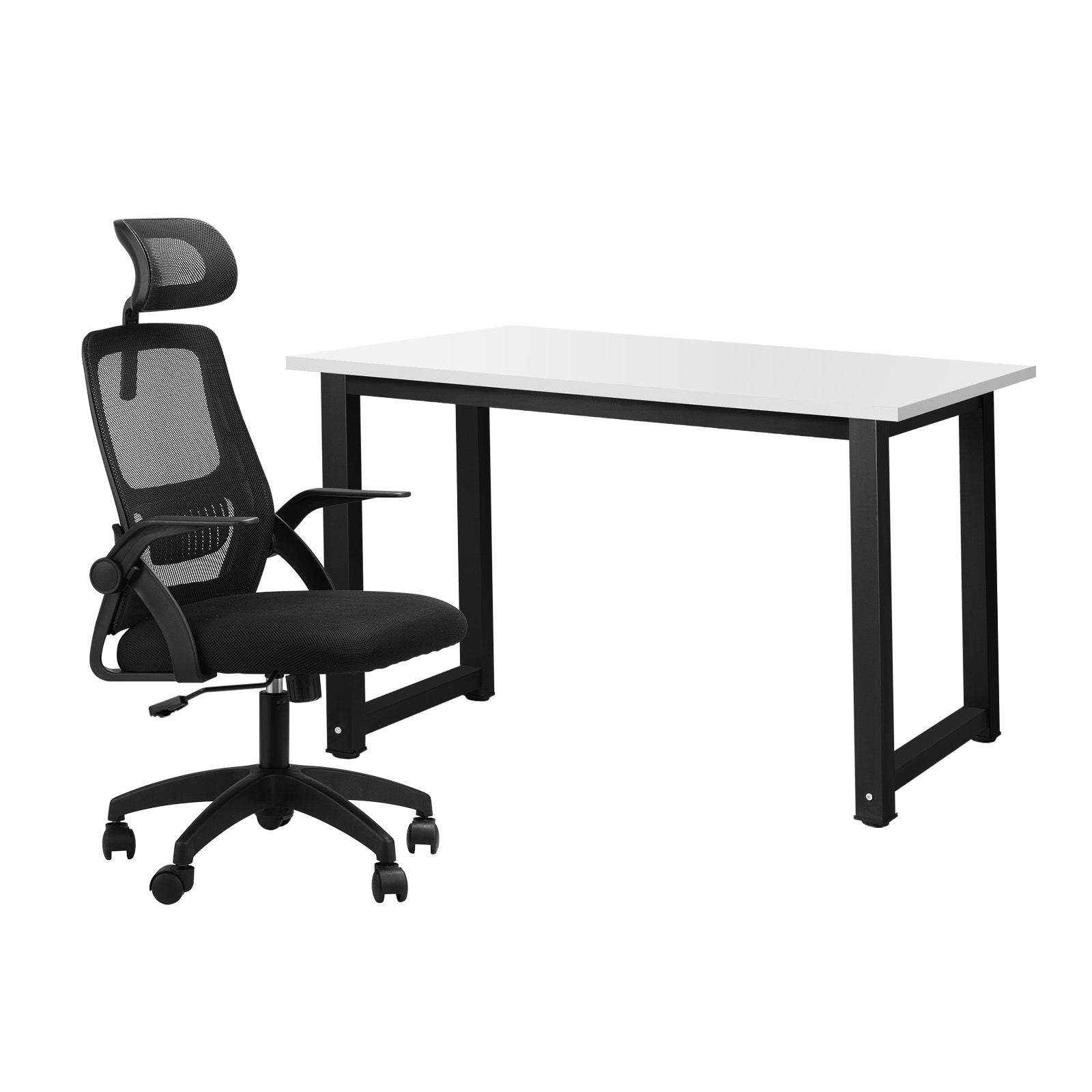 Oikiture Home Office Desk and Chair Set Computer Desk Mesh Office Chair BK&WH - Sunyee