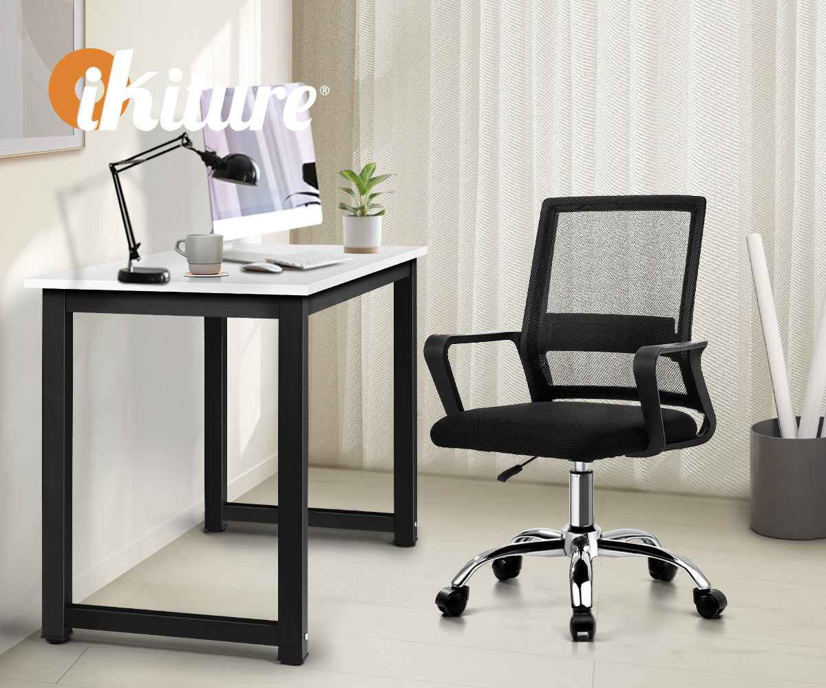 Oikiture Home Office Desk and Chair Set BK&WH Study Work Gaming Computer Table - Sunyee