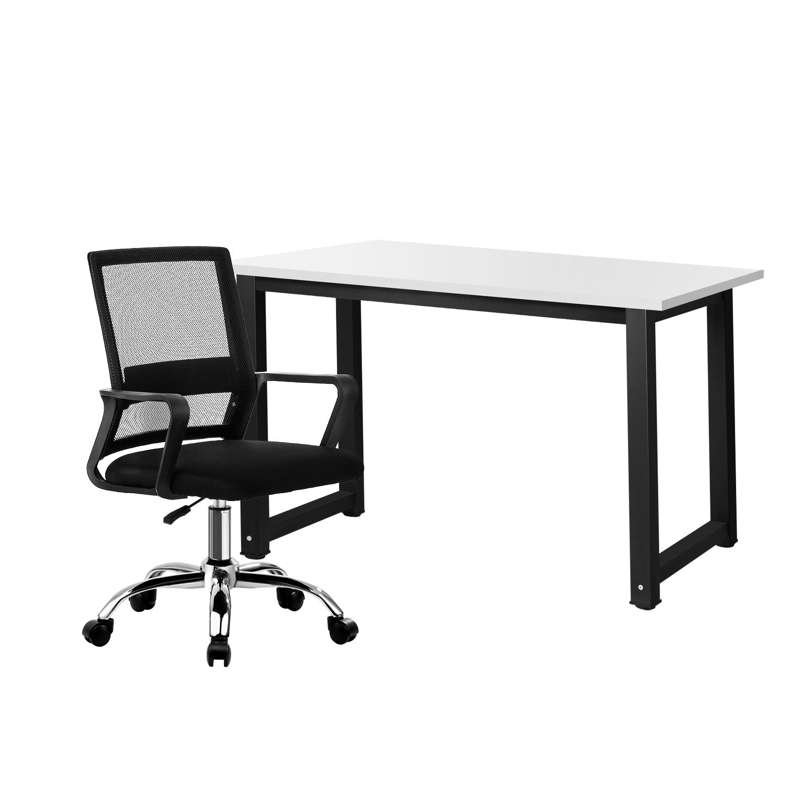 Oikiture Home Office Desk and Chair Set BK&WH Study Work Gaming Computer Table - Sunyee