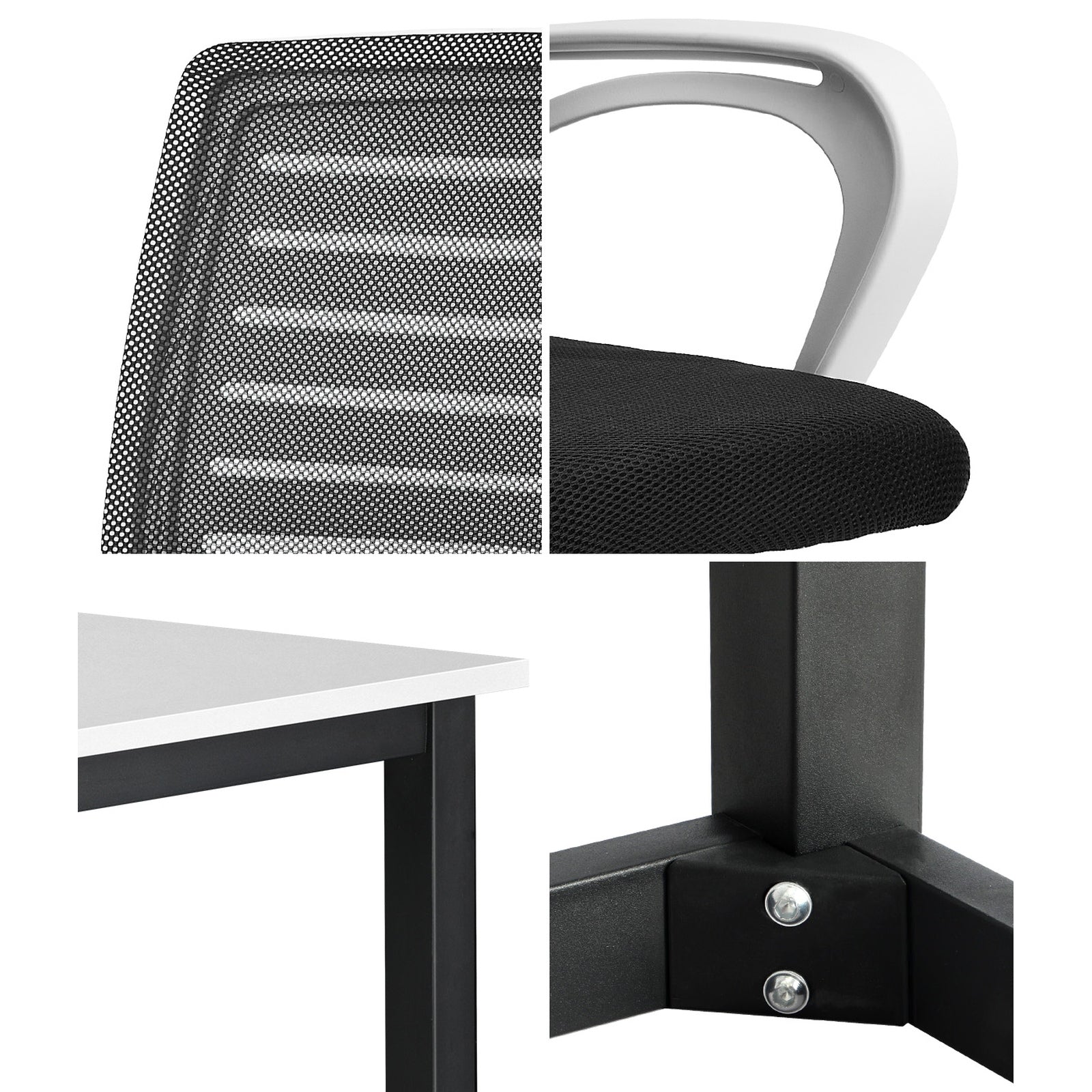 Oikiture Home Office Desk and Chair Set BK&WH Gaming Desk Mesh Office Chair - Sunyee