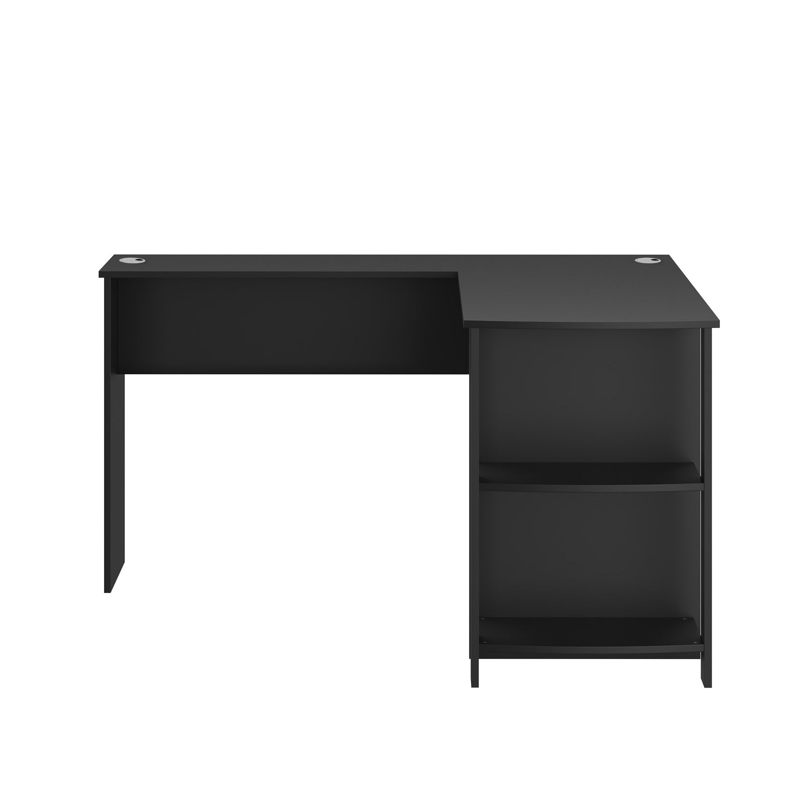 Oikiture L-shape Computer Desk Home Office Writing Desk w/ Storage Shelves Black - Sunyee