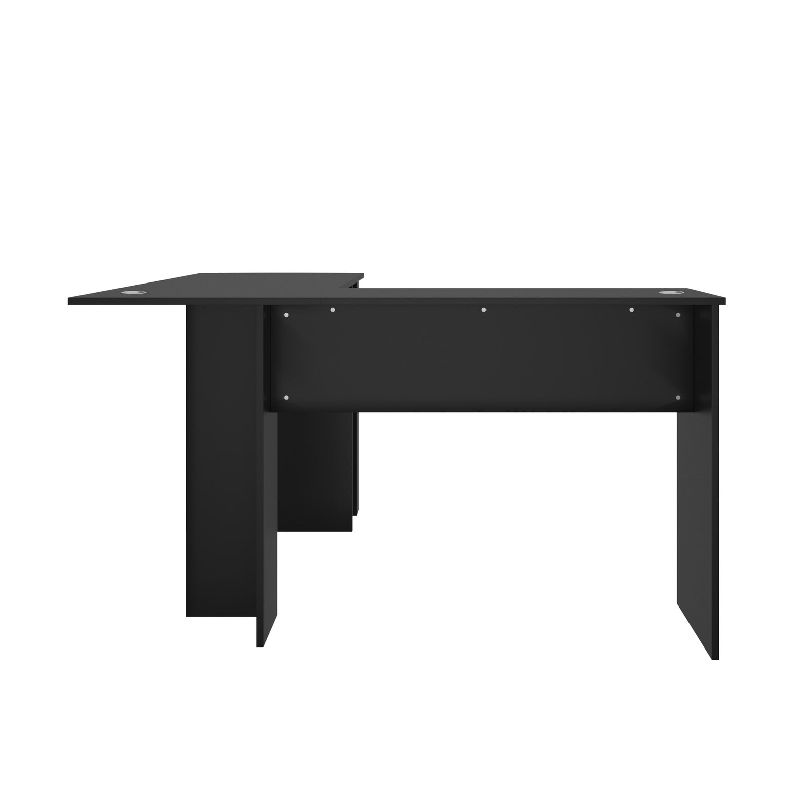 Oikiture L-shape Computer Desk Home Office Writing Desk w/ Storage Shelves Black - Sunyee