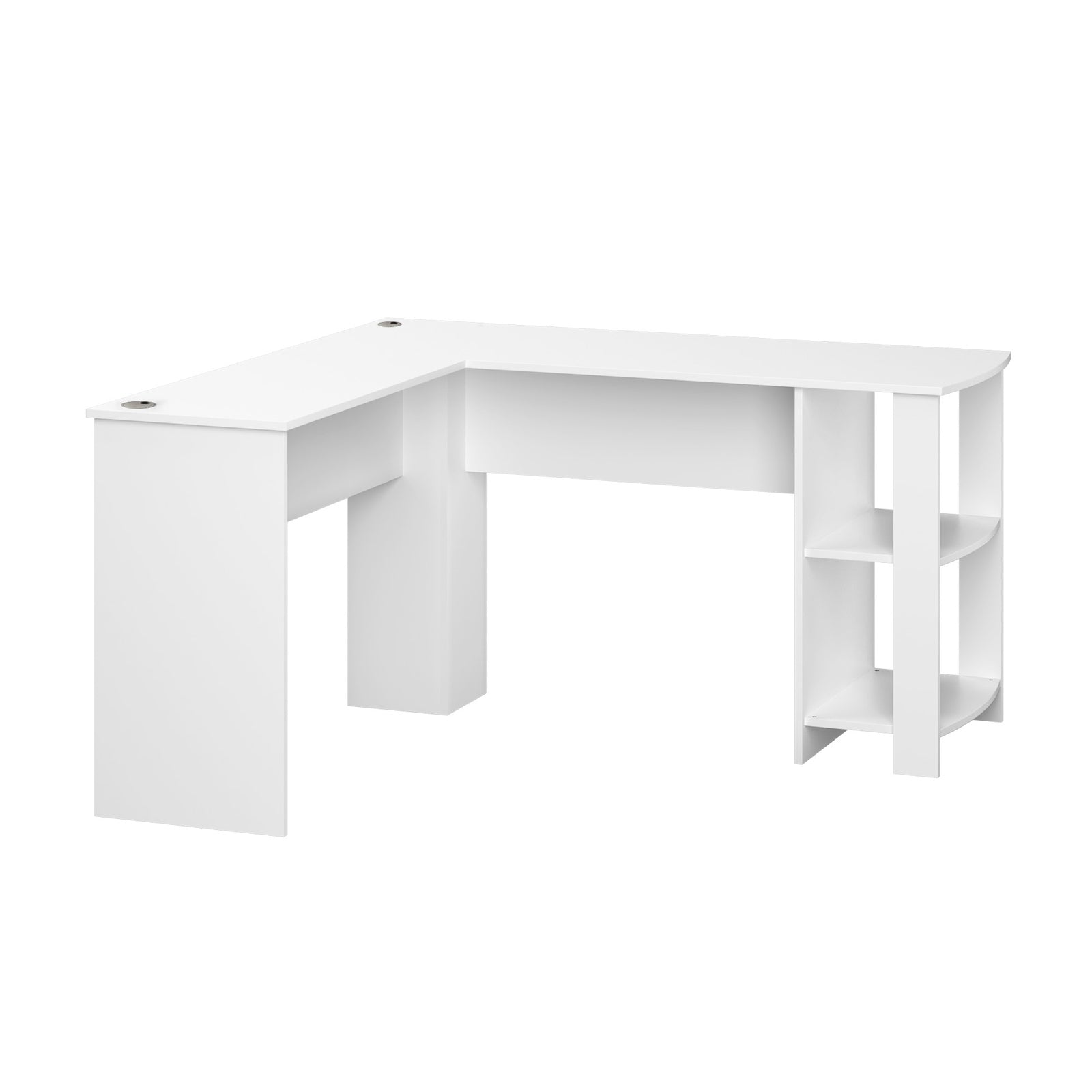Oikiture L-shape Computer Desk Home Office Writing Desk w/ Storage Shelves White - Sunyee