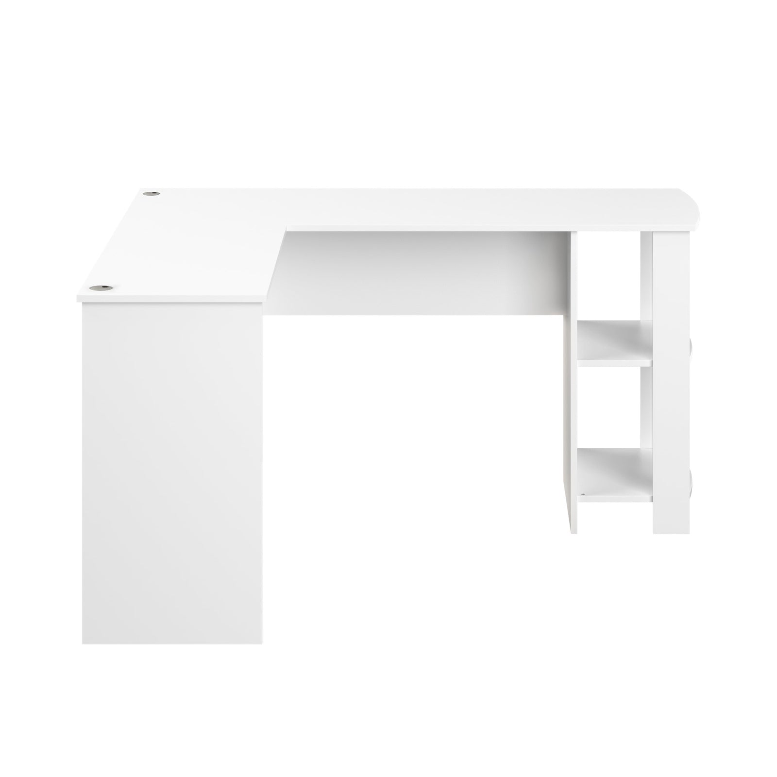 Oikiture L-shape Computer Desk Home Office Writing Desk w/ Storage Shelves White - Sunyee