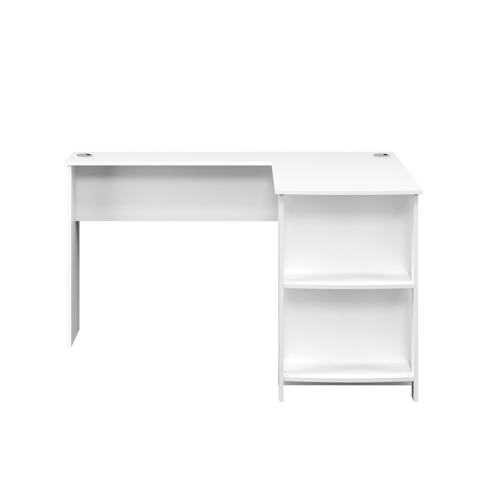 Oikiture L-shape Computer Desk Home Office Writing Desk w/ Storage Shelves White - Sunyee