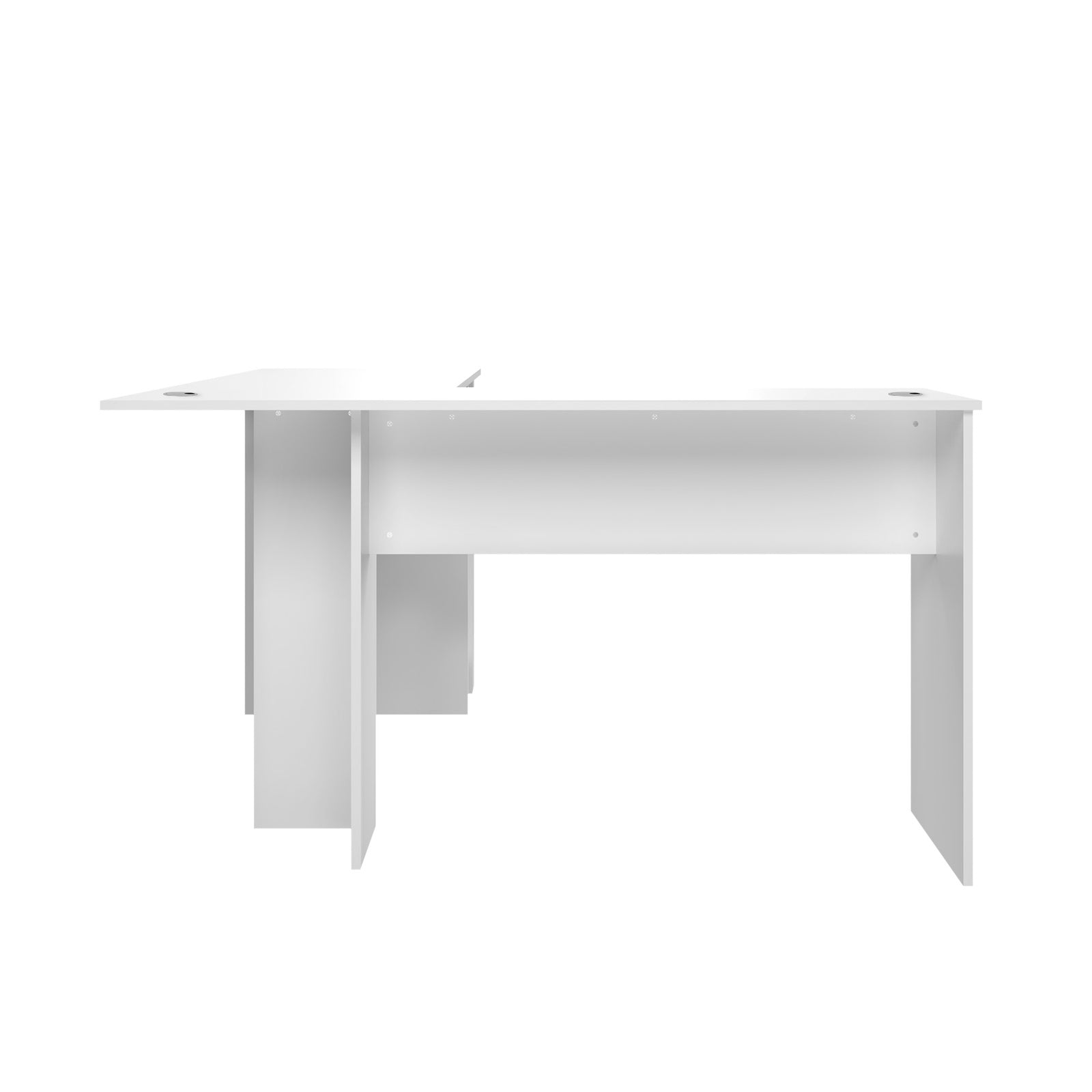 Oikiture L-shape Computer Desk Home Office Writing Desk w/ Storage Shelves White - Sunyee