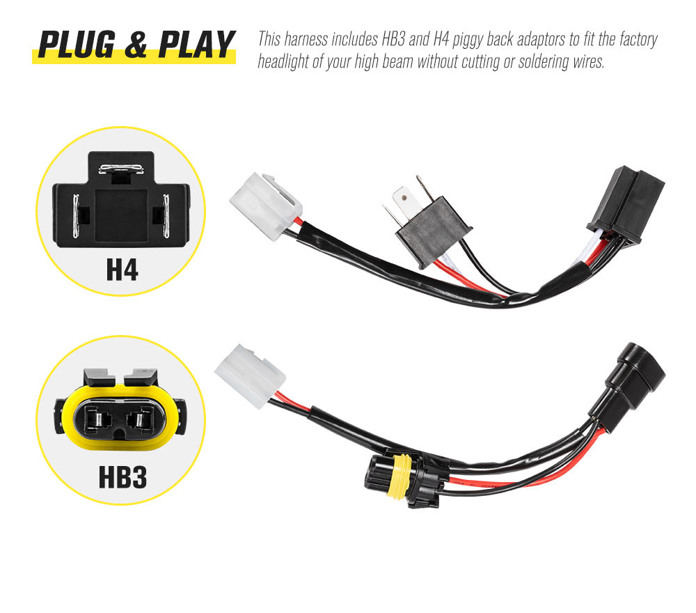 Lightfox Dual Connector Plug & Play Smart Harness High Beam Driving Wiring kit - Sunyee