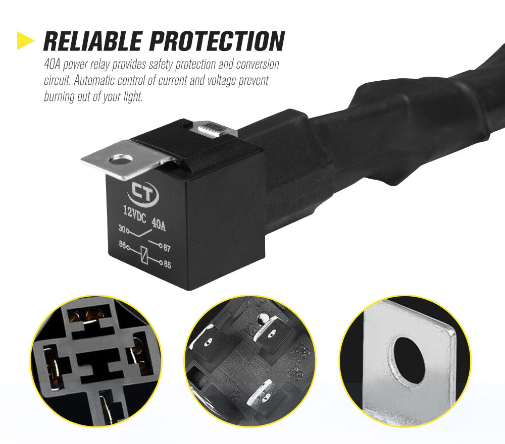 Lightfox Dual Connector Plug & Play Smart Harness High Beam Driving Wiring kit - Sunyee