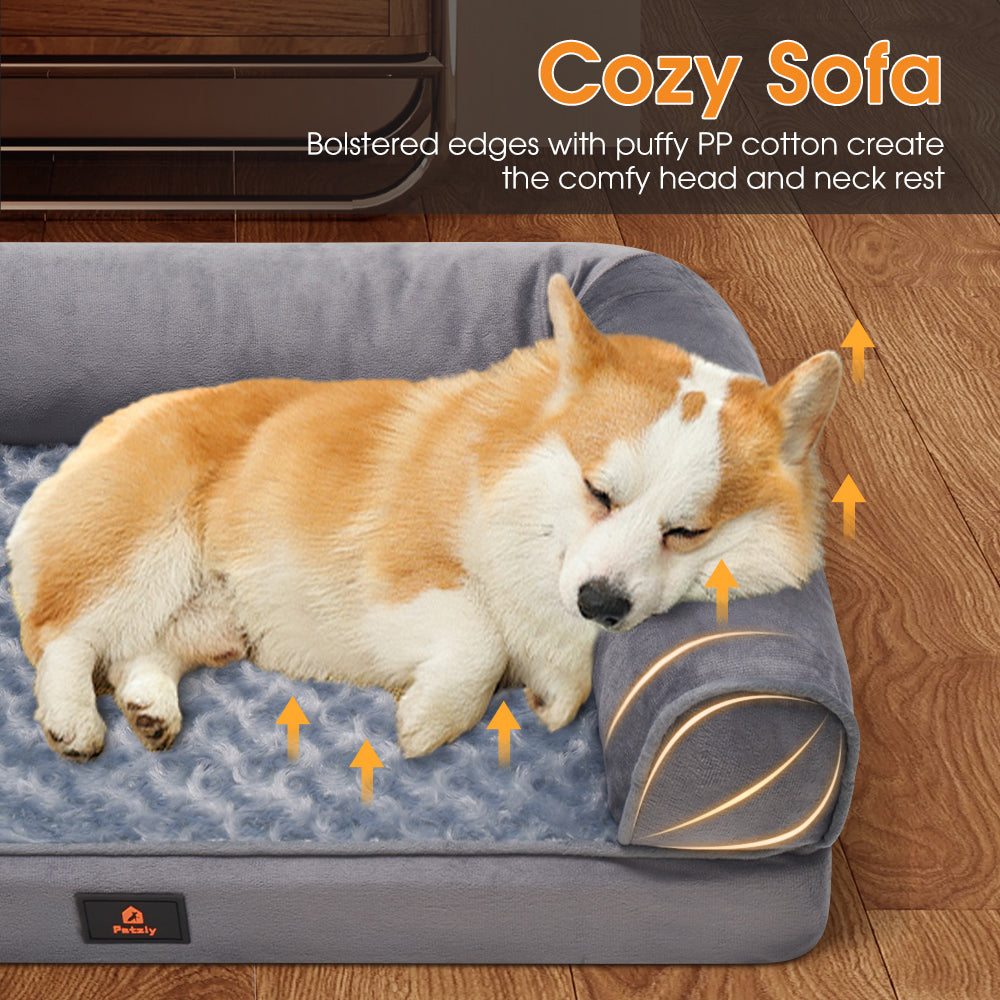 Petzly Dog Bed Memory Foam Calming Bed Orthopedic Pet Sofa Washable Removable Large - Sunyee