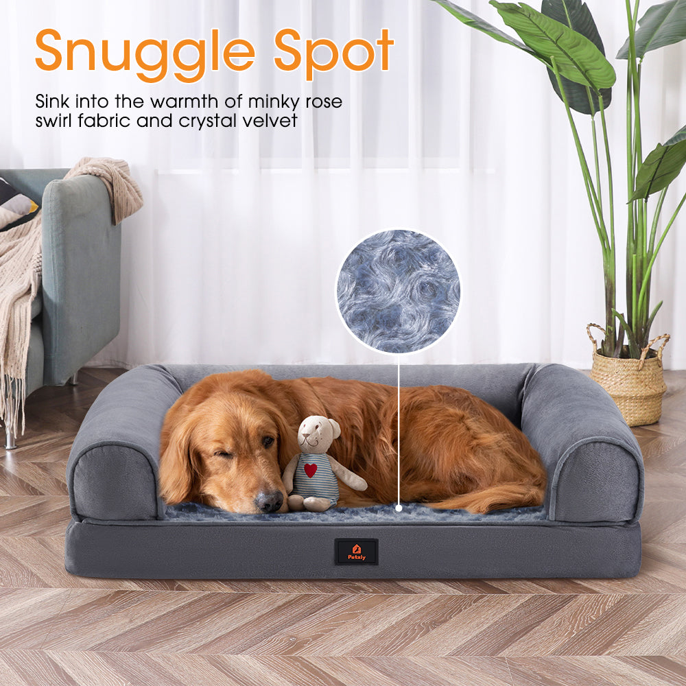 Petzly Dog Bed Memory Foam Calming Bed Orthopedic Pet Sofa Washable M/L/XL/XXL - Sunyee