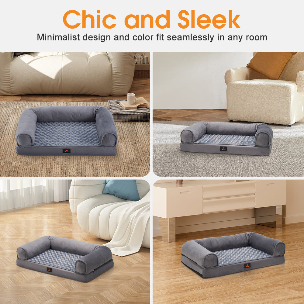 Petzly Dog Bed Memory Foam Calming Bed Orthopedic Pet Sofa Washable M/L/XL/XXL - Sunyee
