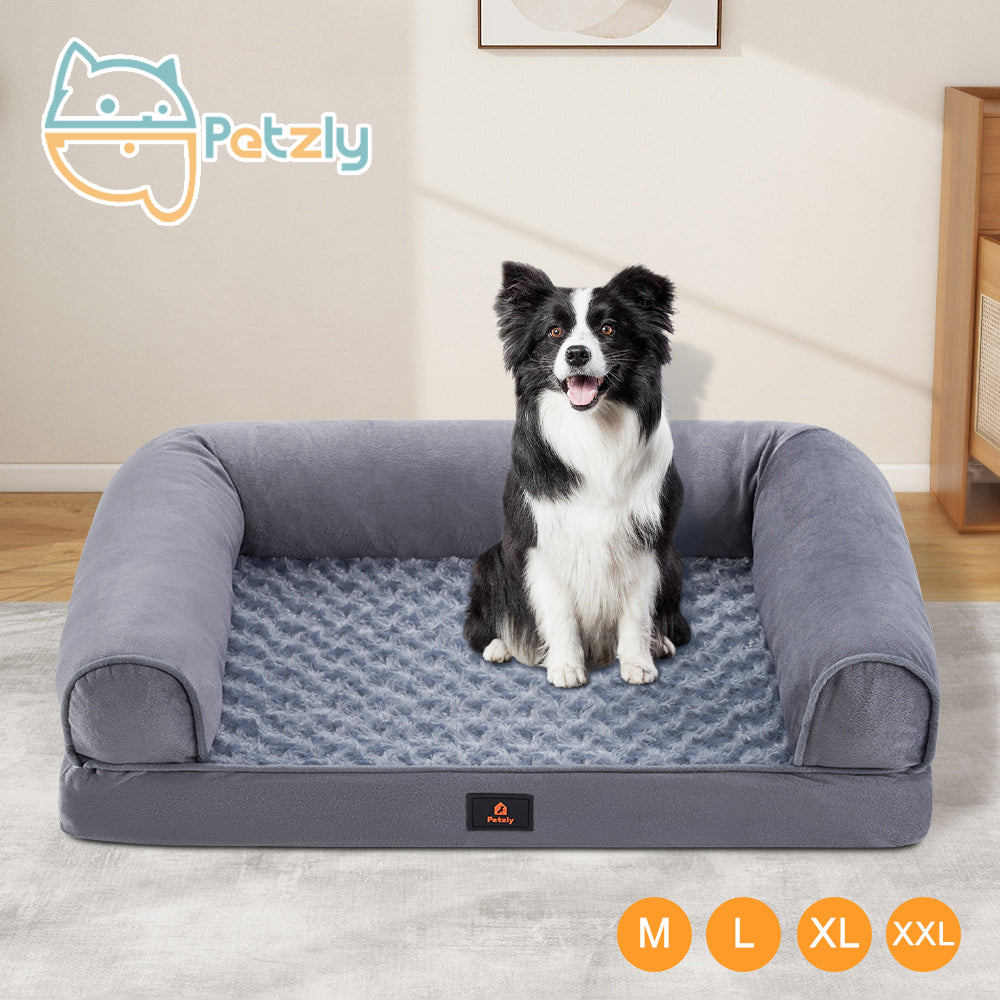 Petzly Dog Bed Memory Foam Calming Bed Orthopedic Pet Sofa Washable M/L/XL/XXL - Sunyee