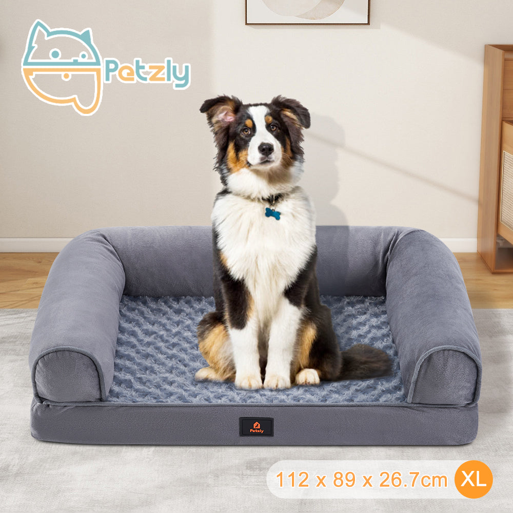Petzly Dog Bed Memory Foam Calming Bed Orthopedic Pet Sofa Washable M/L/XL/XXL - Sunyee