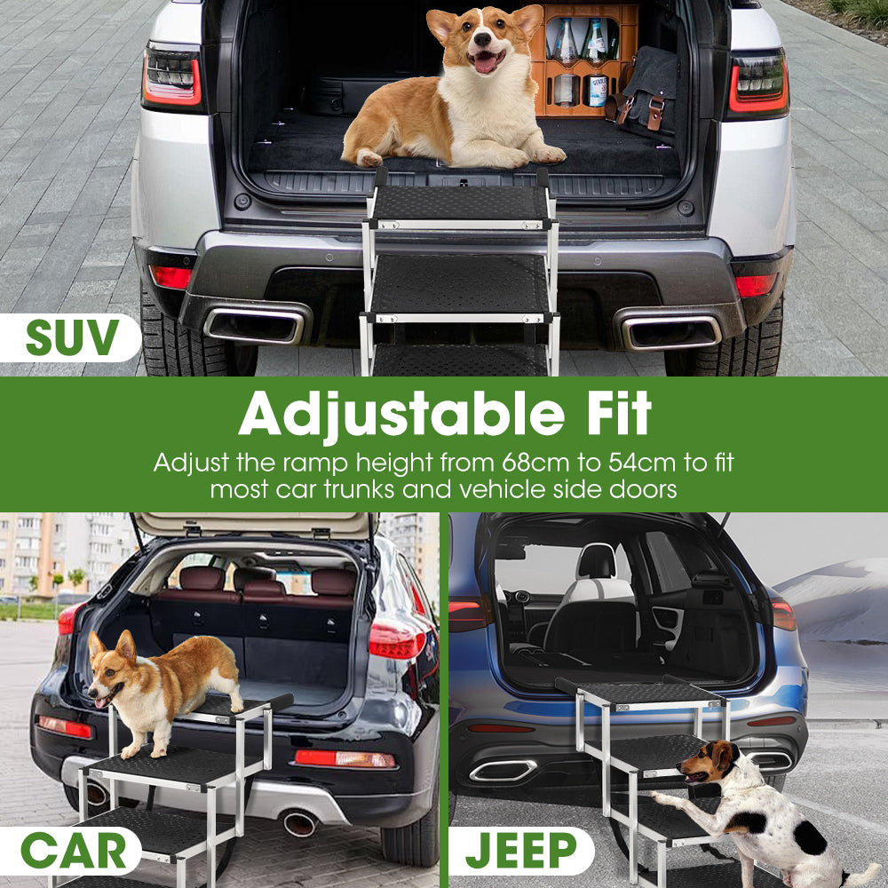 Petzly Foldable Dog Ramps 5 Steps Adjustable Height Dog Stair Portable Aluminium - Sunyee