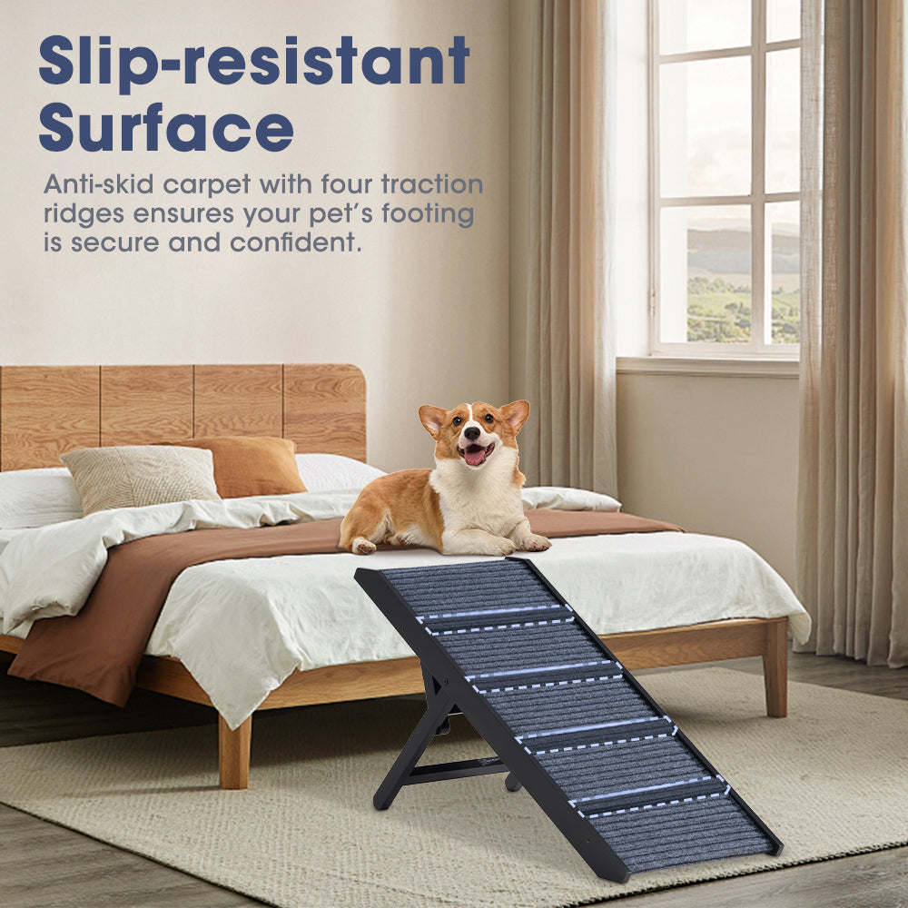 Petzly Foldable Dog Ramp Adjustable Height Pet Ramp Folding Portable Black/White - Sunyee