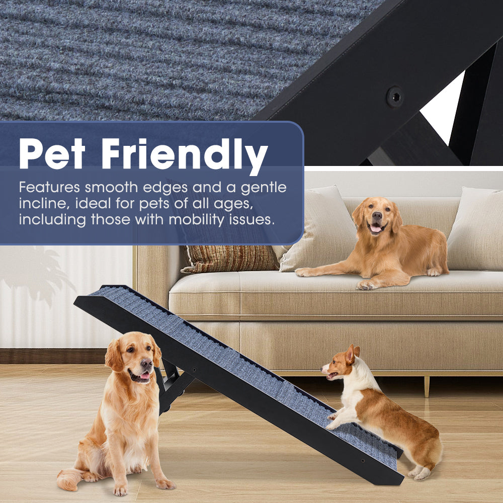 Petzly Foldable Dog Ramp Adjustable Height Pet Ramp Folding Portable Black/White - Sunyee