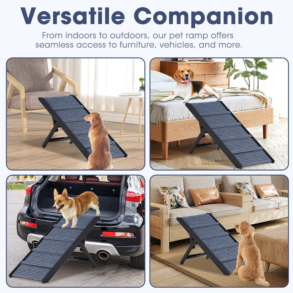 Petzly Foldable Dog Ramp Adjustable Height Pet Ramp Folding Portable Black/White - Sunyee