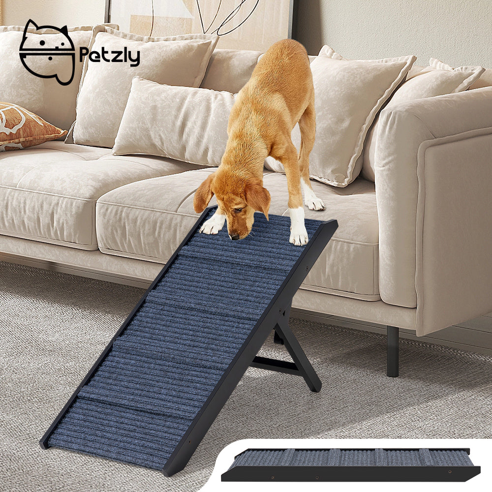 Petzly Foldable Dog Ramp Adjustable Height Pet Ramp Folding Portable Black/White - Sunyee