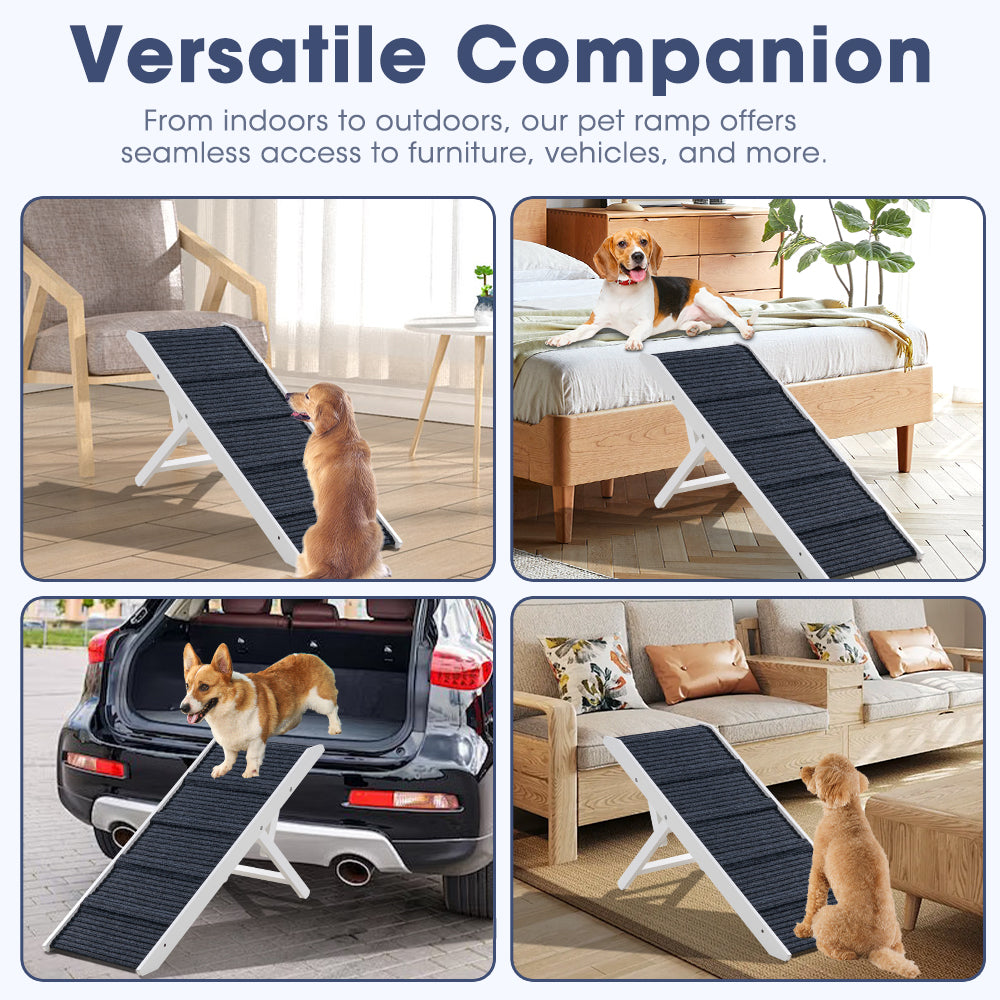 Petzly Foldable Dog Ramps Adjustable Height Pet Ramp Folding Portable White - Sunyee