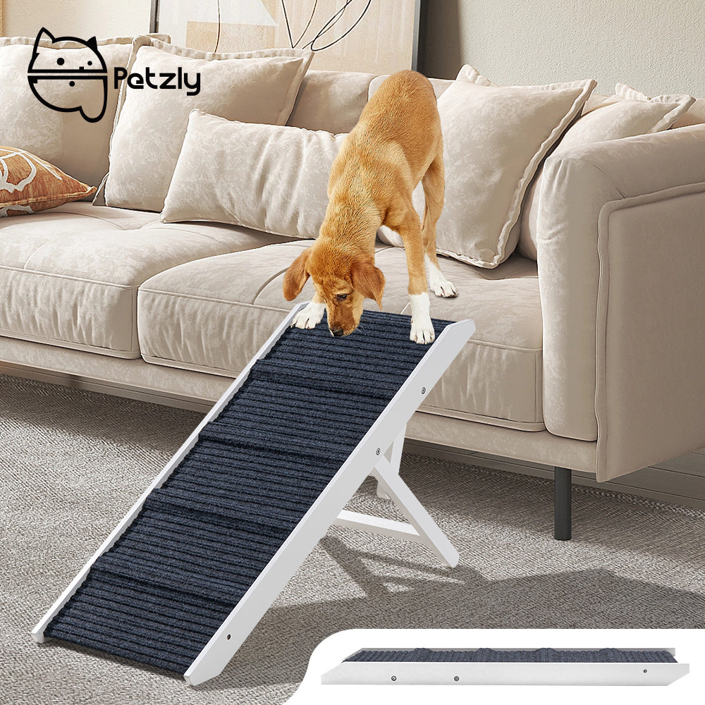 Petzly Foldable Dog Ramp Adjustable Height Pet Ramp Folding Portable Black/White - Sunyee